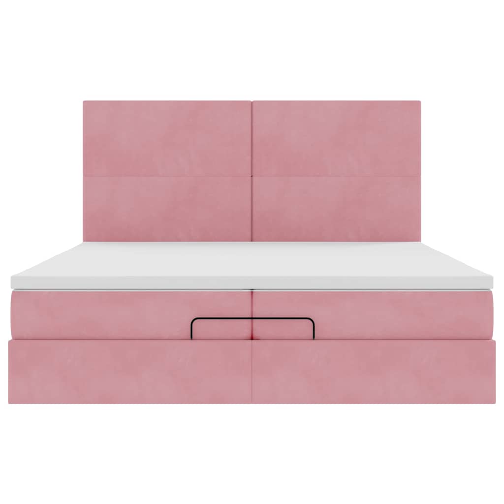 Ottoman-Bett mit Matratzen Rosa 200x200 cm Samt