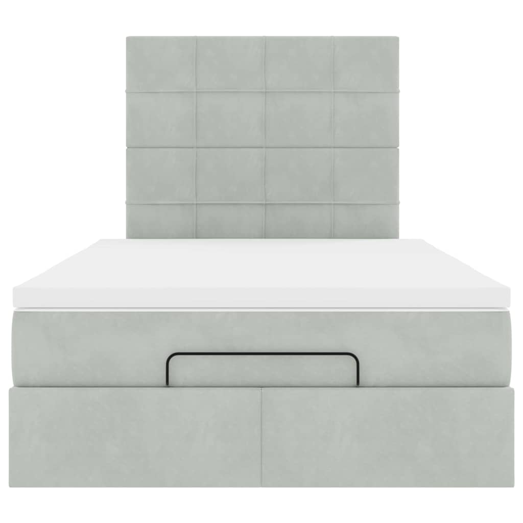 Lit ottoman avec matelas gris clair 120x200 cm velours