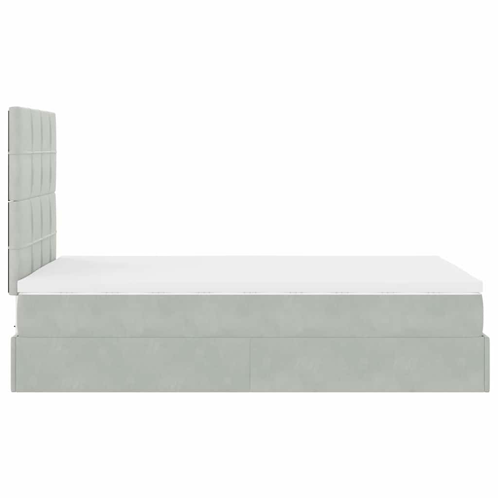 Lit ottoman avec matelas gris clair 120x200 cm velours
