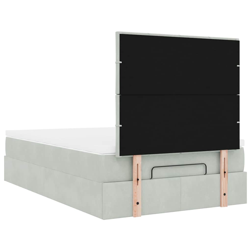 Lit ottoman avec matelas gris clair 120x200 cm velours