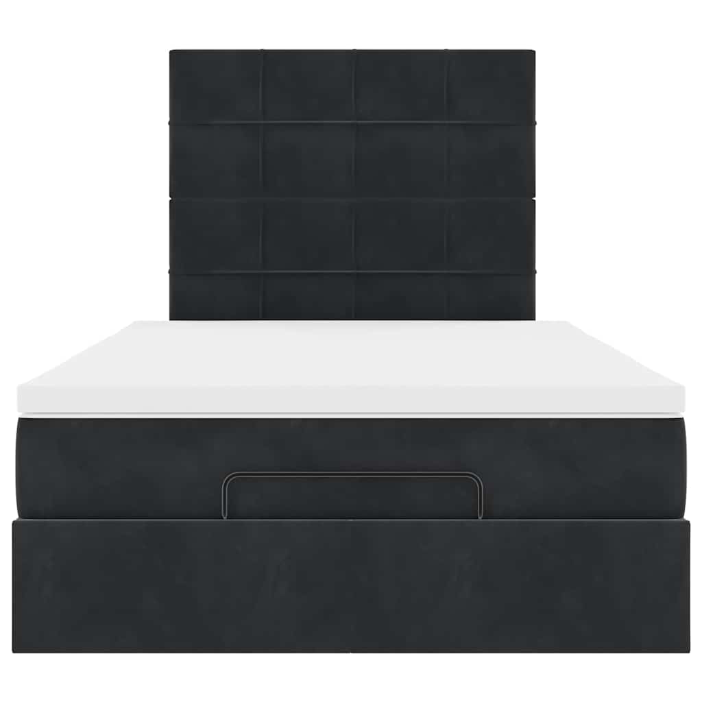 Ottoman bed with mattresses black 120x200 cm velvet