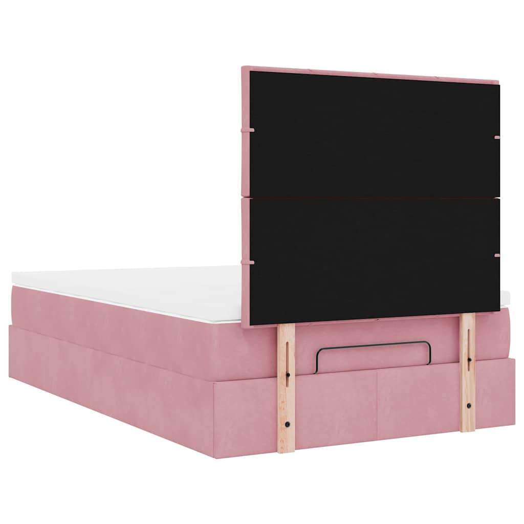 Ottoman-Bett mit Matratzen Rosa 120x200 cm Samt