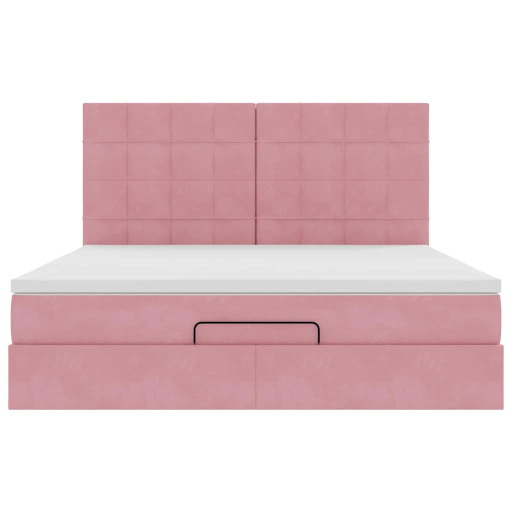 Ottoman-Bett mit Matratzen Rosa 180x200 cm Samt