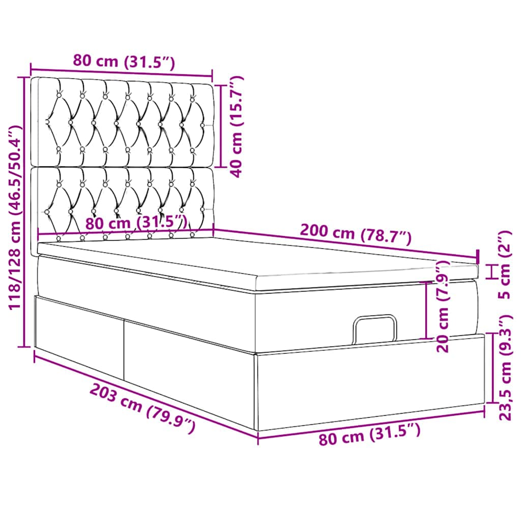 Ottoman-Bett mit Matratzen Dunkelgrün 80x200 cm Samt