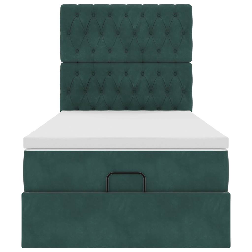 Ottoman-Bett mit Matratzen Dunkelgrün 90x200 cm Samt
