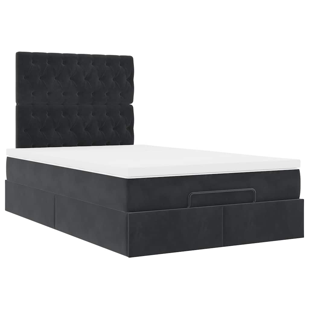 Ottoman-Bett mit Matratzen Schwarz 120x200 cm Samt