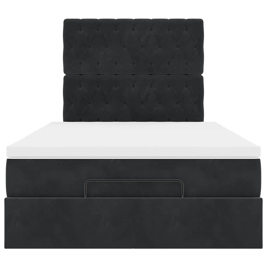 Ottoman-Bett mit Matratzen Schwarz 120x200 cm Samt