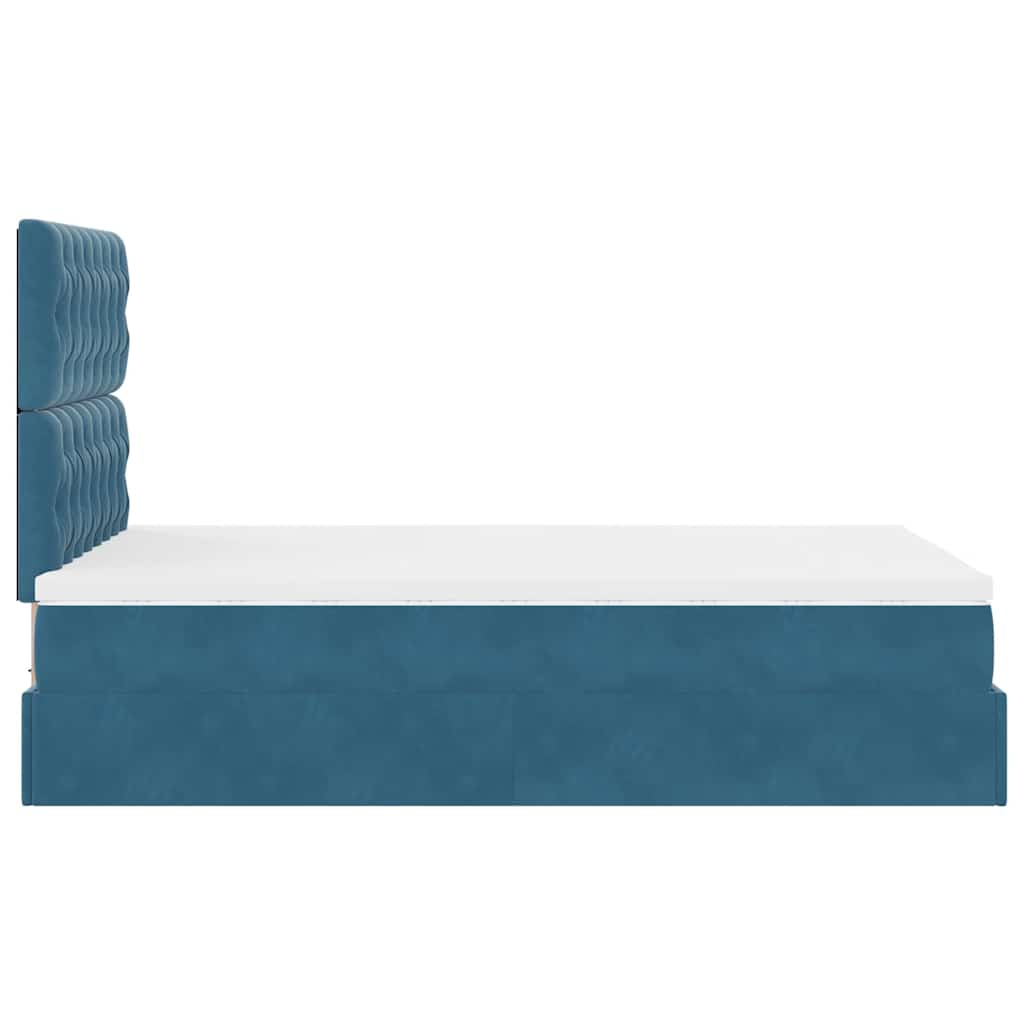 Lit ottoman avec matelas bleu foncé 120x200 cm velours