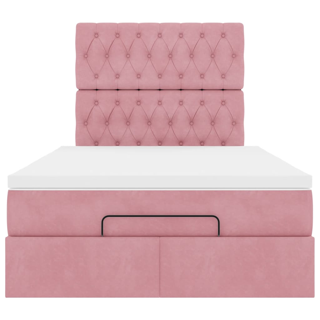 Ottoman-Bett mit Matratzen Rosa 120x200 cm Samt