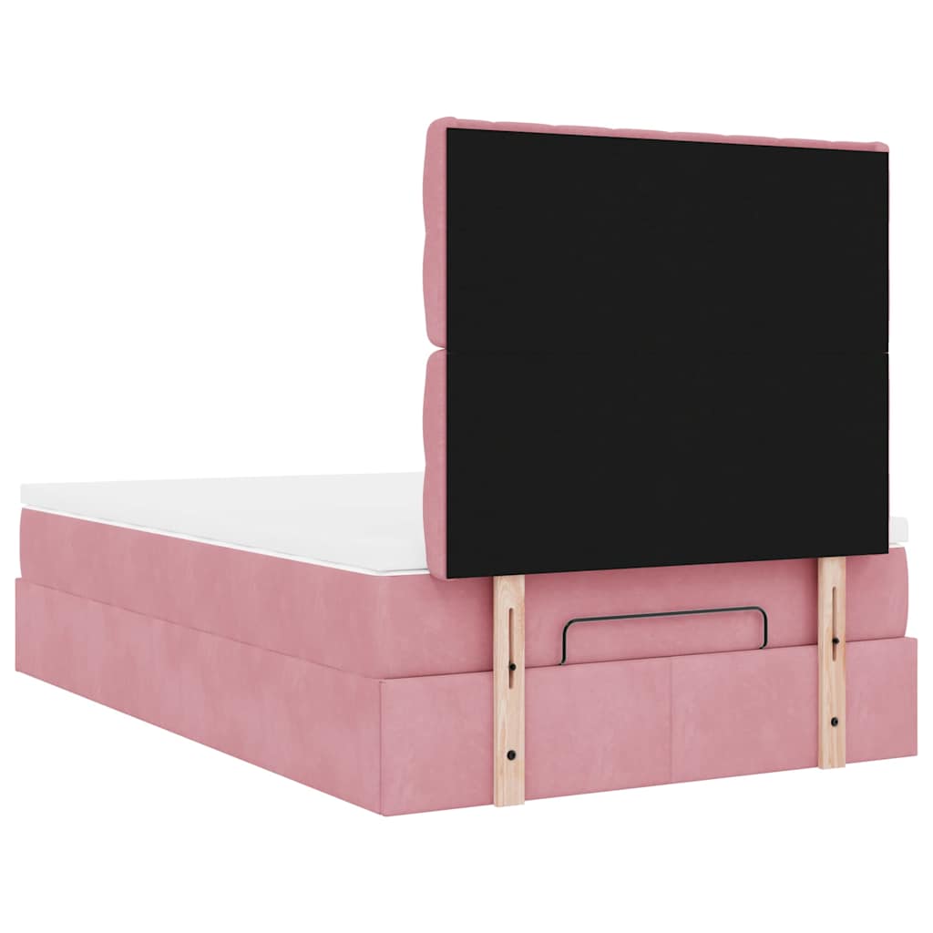 Ottoman-Bett mit Matratzen Rosa 120x200 cm Samt