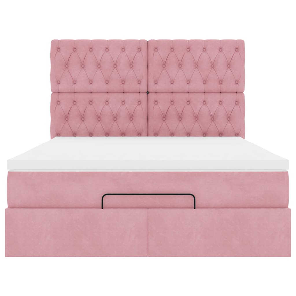 Ottoman-Bett mit Matratzen Rosa 140x190 cm Samt