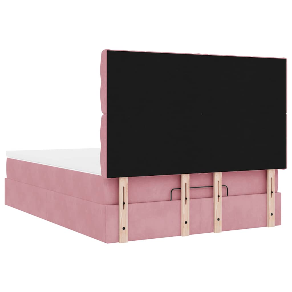 Ottoman-Bett mit Matratzen Rosa 140x190 cm Samt