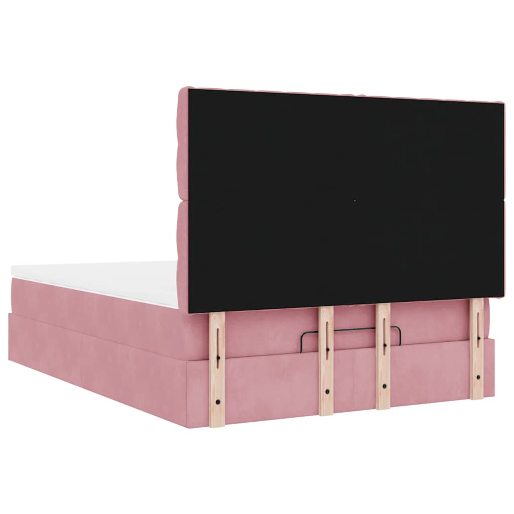 Ottoman-Bett mit Matratzen Rosa 140x200 cm Samt