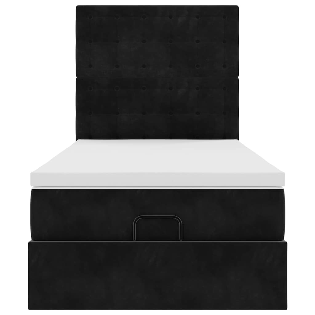 Ottoman-Bett mit Matratzen Schwarz 90x200 cm Samt
