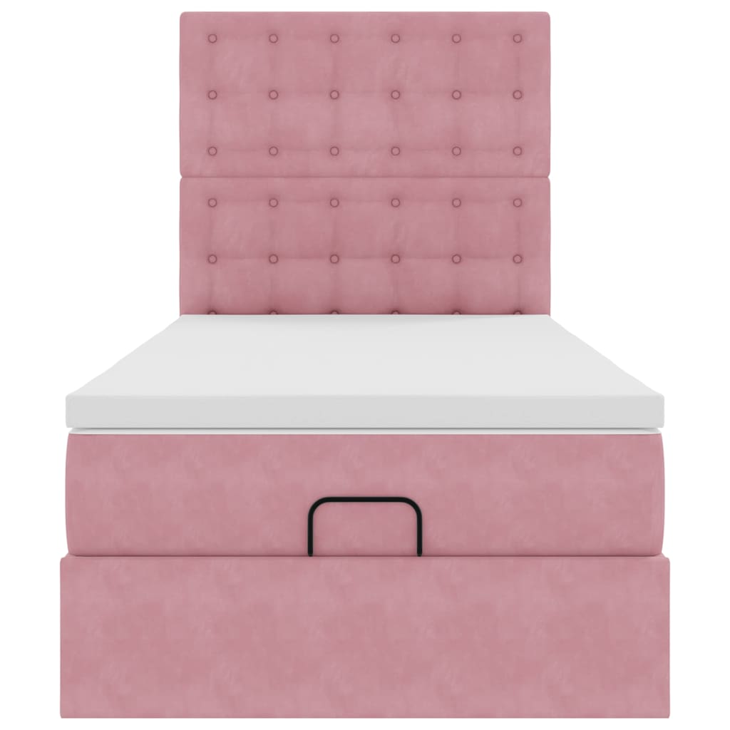 Ottoman-Bett mit Matratzen Rosa 100x200 cm Samt