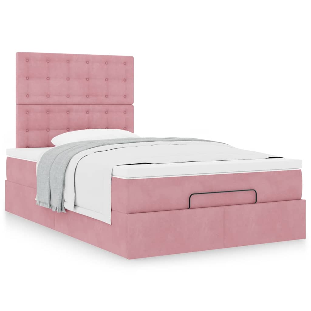 Ottoman-Bett mit Matratzen Rosa 120x200 cm Samt