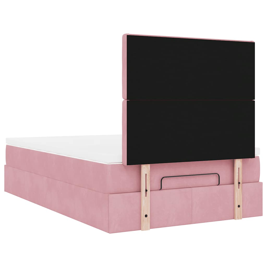 Ottoman-Bett mit Matratzen Rosa 120x200 cm Samt