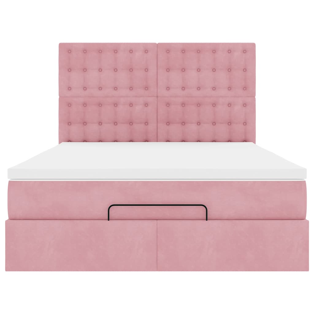 Ottoman-Bett mit Matratzen Rosa 140x190 cm Samt