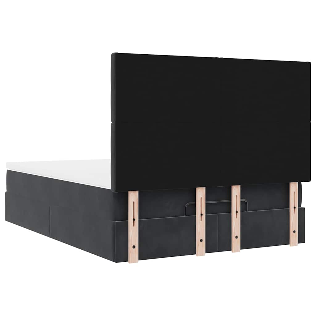Ottoman bed with mattresses black 140x200 cm velvet