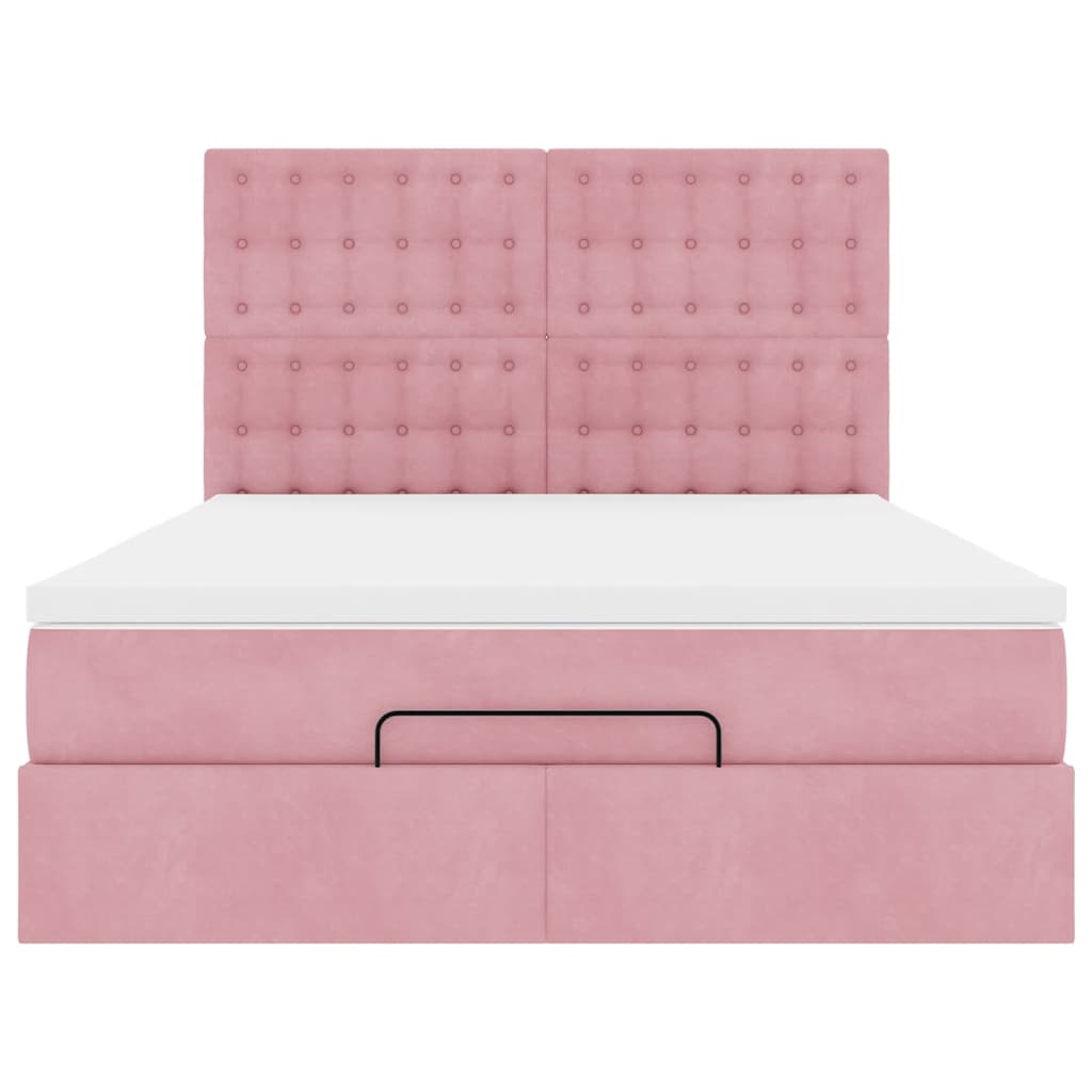 Ottoman-Bett mit Matratzen Rosa 140x200 cm Samt