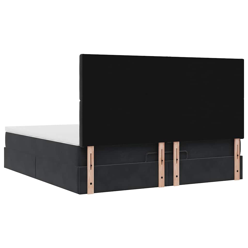 Ottoman-Bett mit Matratzen Schwarz 160x200 cm Samt