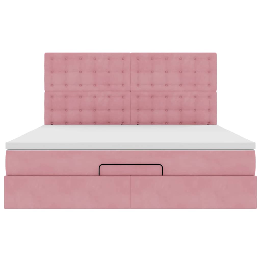 Ottoman-Bett mit Matratzen Rosa 180x200 cm Samt