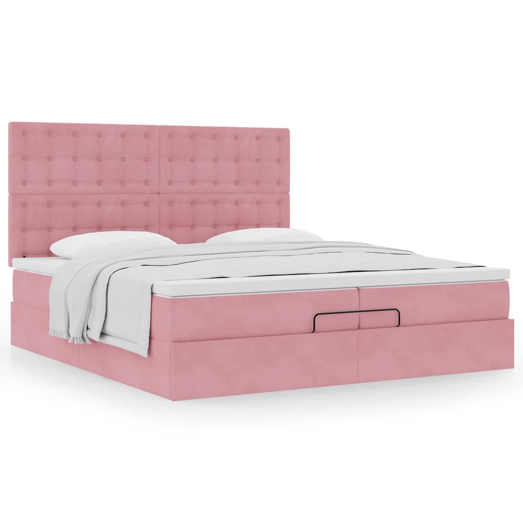 Ottoman-Bett mit Matratzen Rosa 200x200 cm Samt