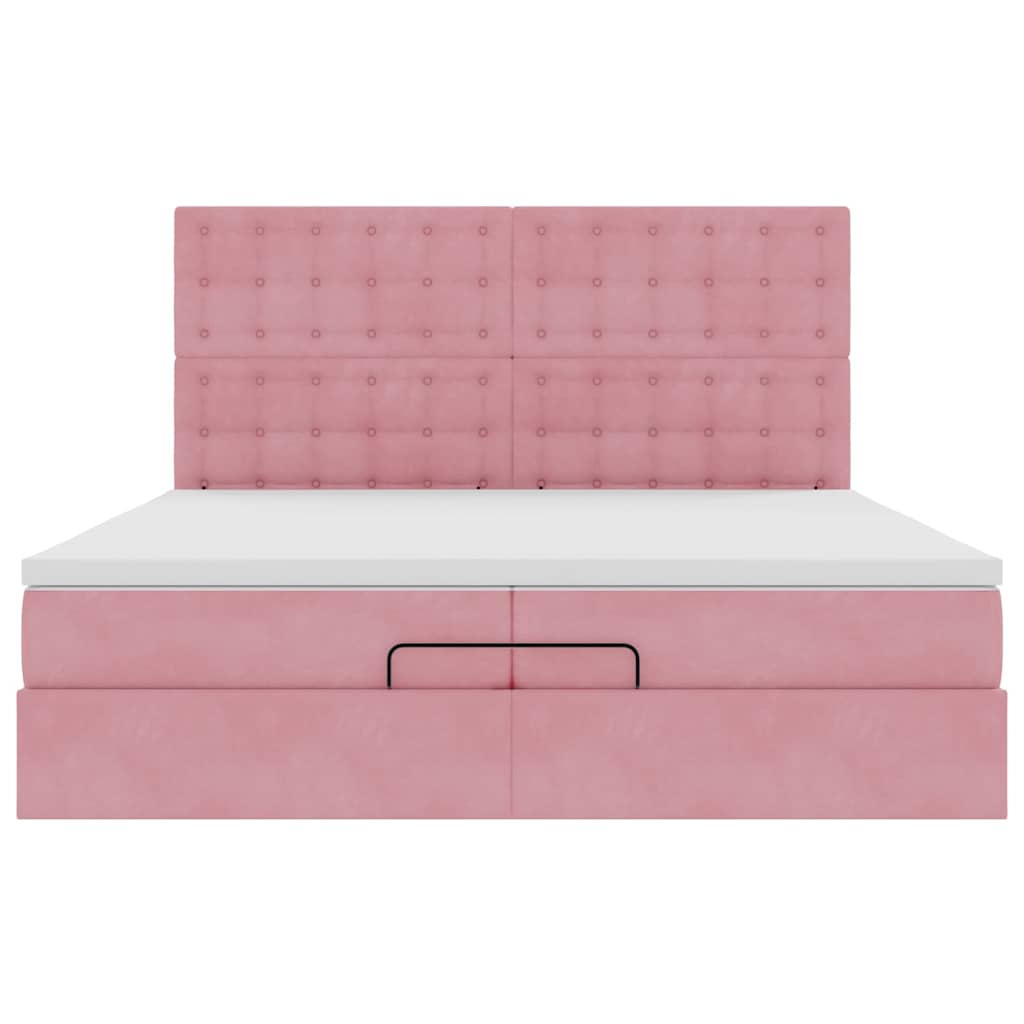 Ottoman-Bett mit Matratzen Rosa 200x200 cm Samt