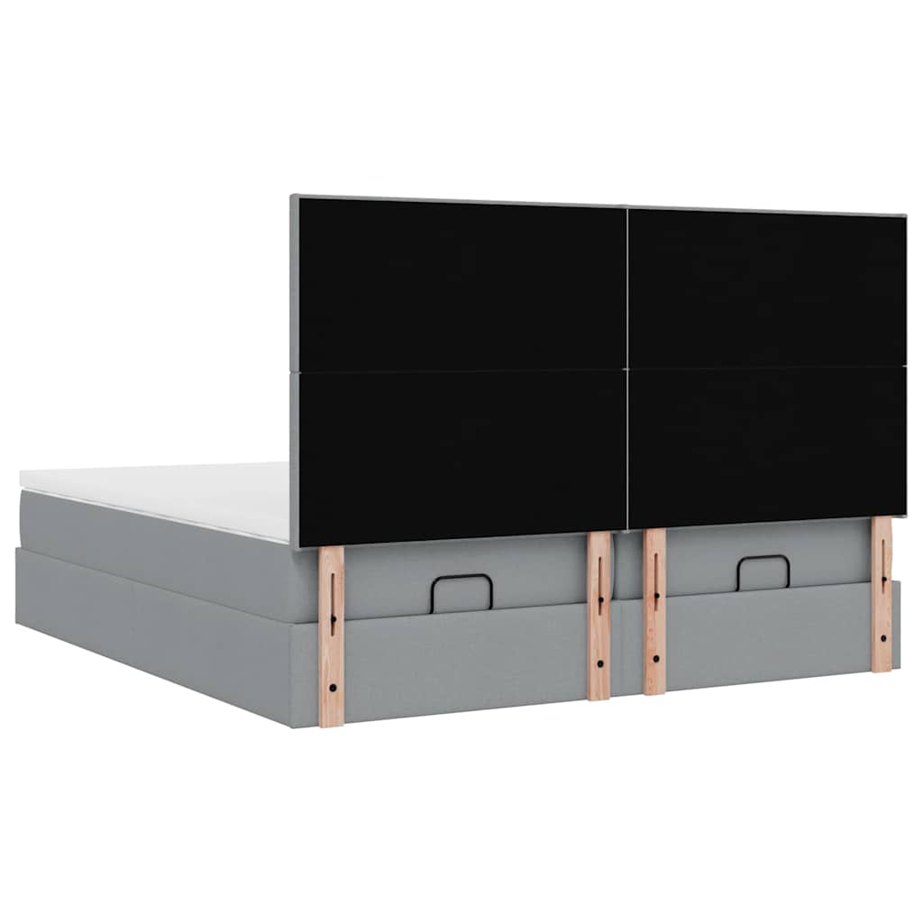 Lit ottoman avec matelas en tissu gris clair 180x200 cm