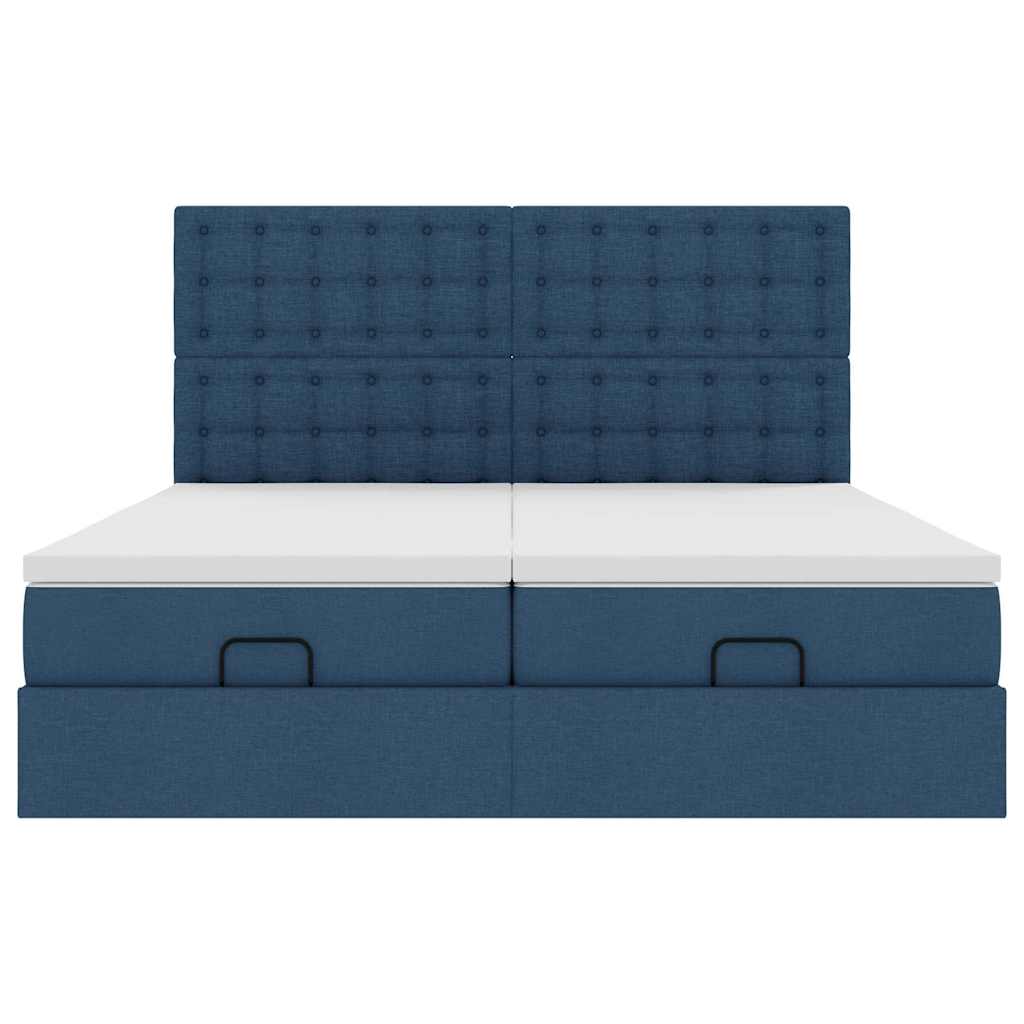 Ottoman-Bett mit Matratzen Blau 180x200 cm Stoff