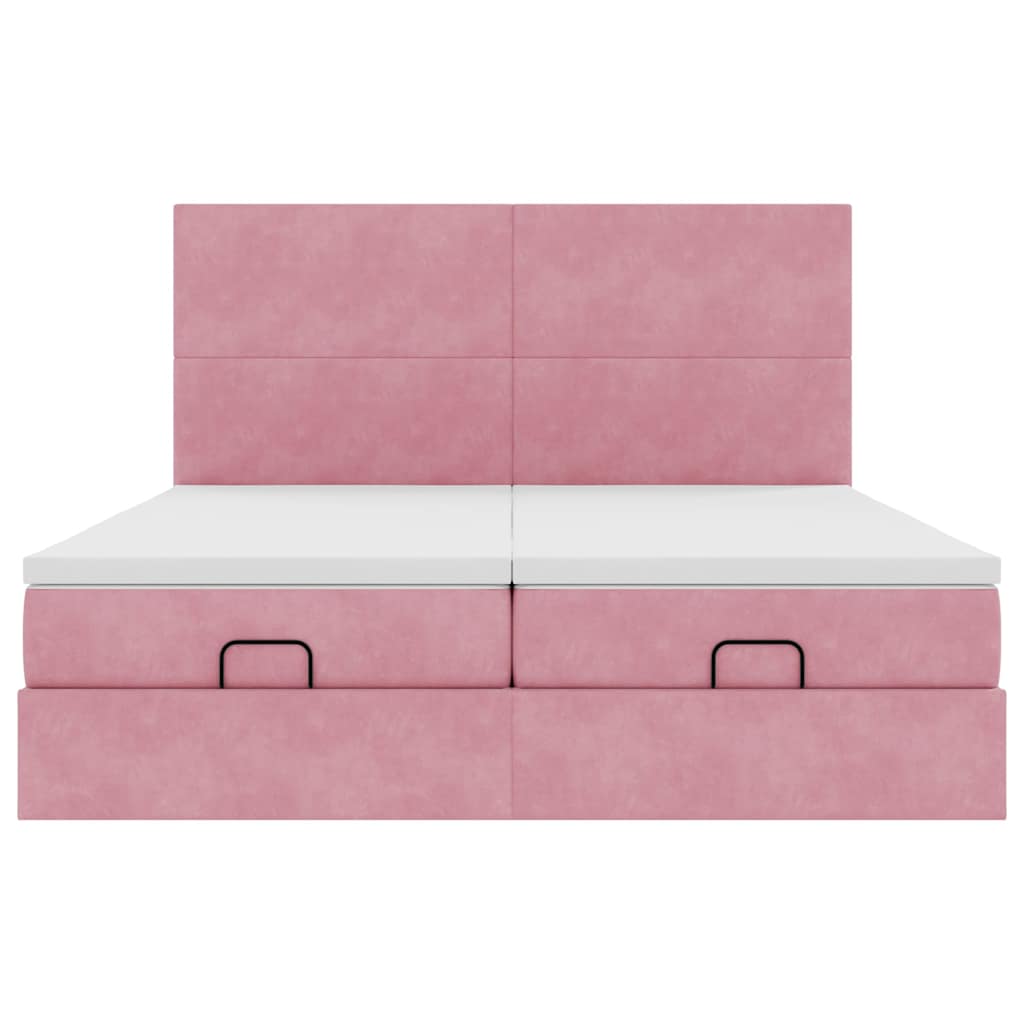 Ottoman-Bett mit Matratzen Rosa 200x200 cm Samt