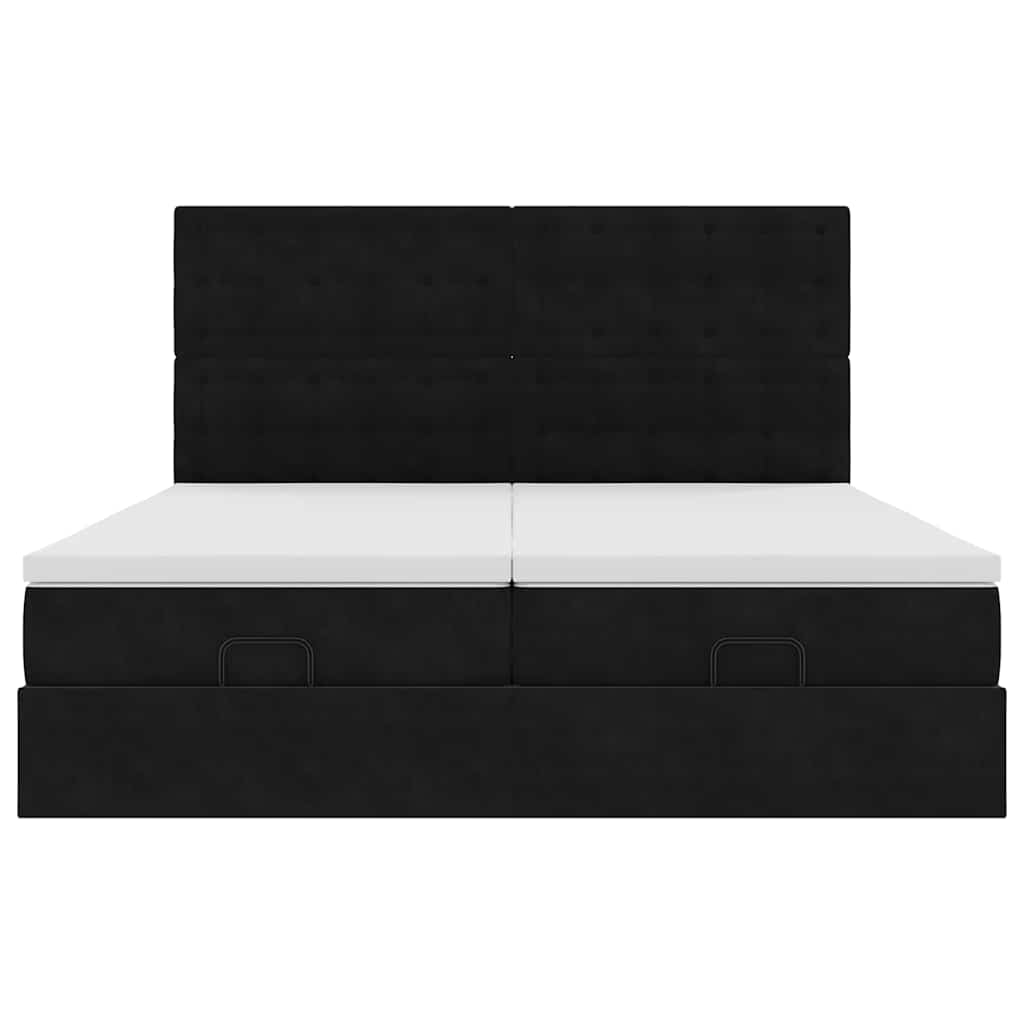 Ottoman-Bett mit Matratzen Schwarz 200x200 cm Samt