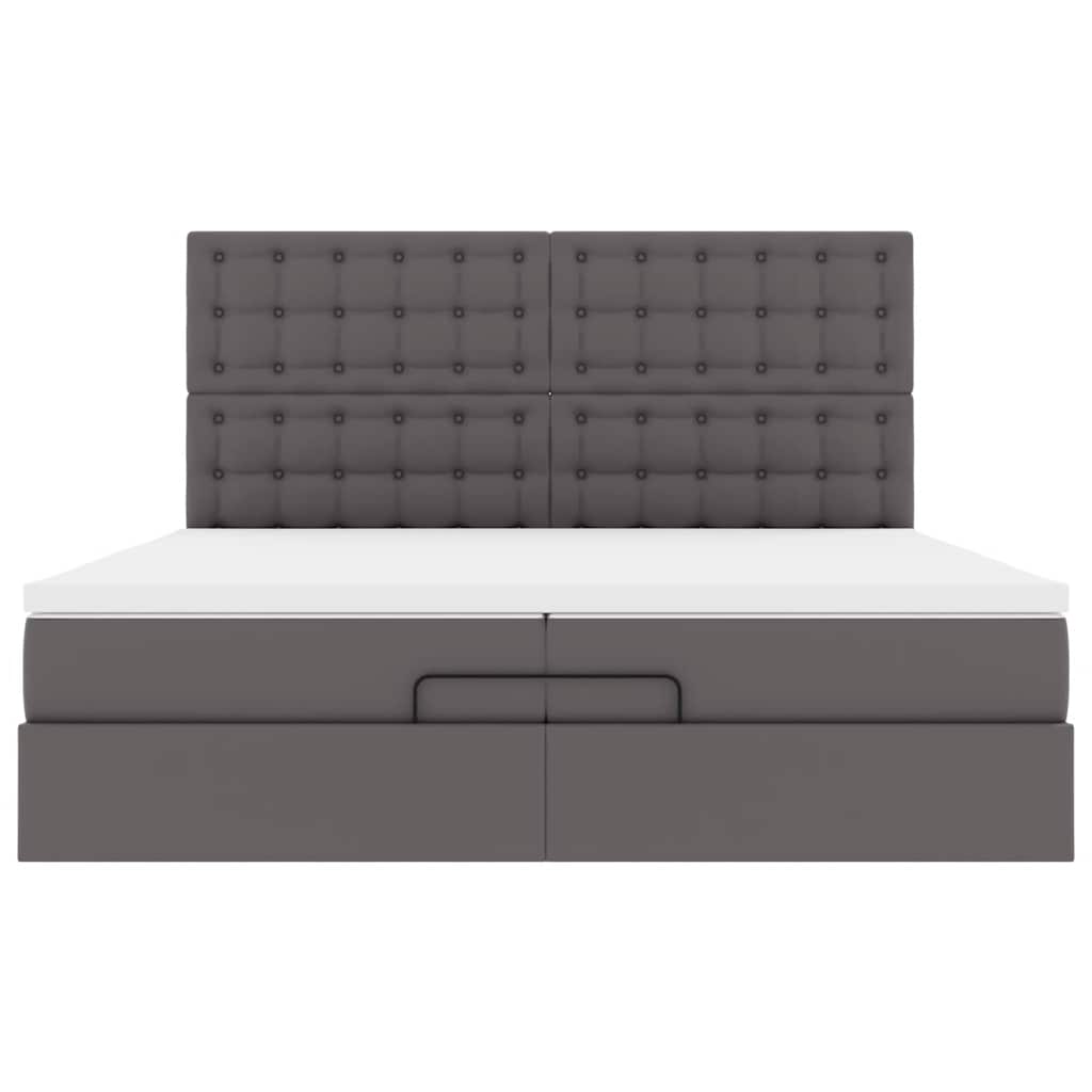 Ottoman-Bett mit Matratzen & LEDs Grau 200x200 cm Kunstleder
