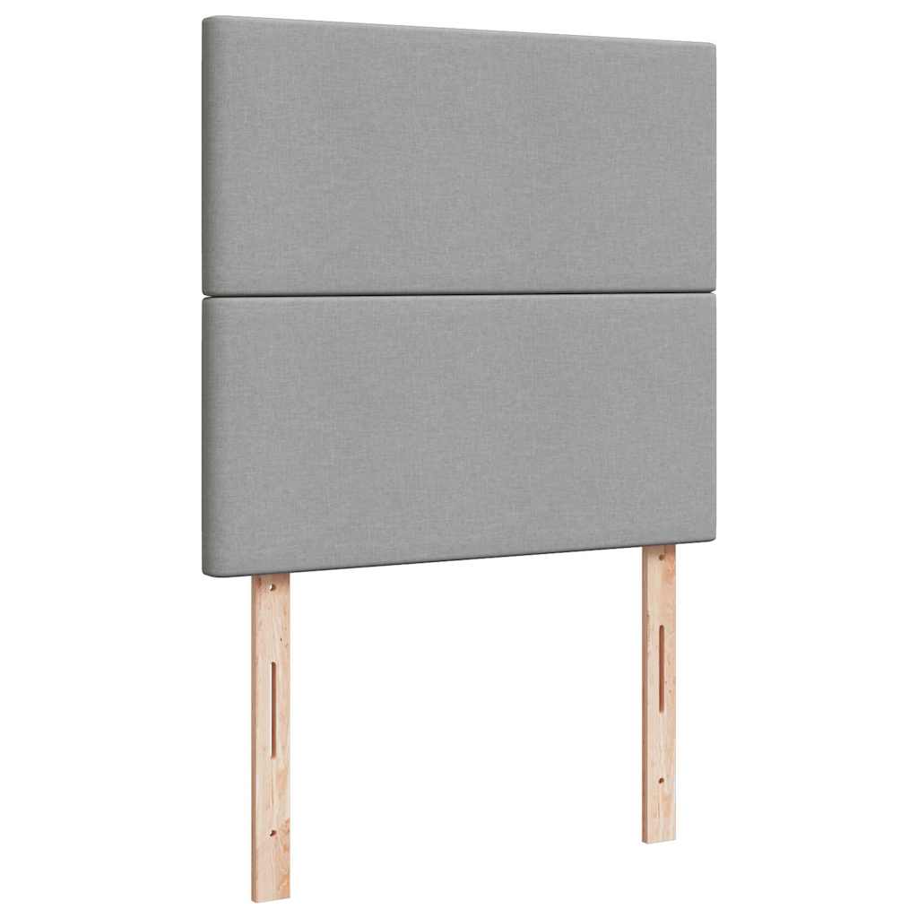 Ottomane Bett mit Matratze & LEDs Hellgrau 90x200 cm Stoff
