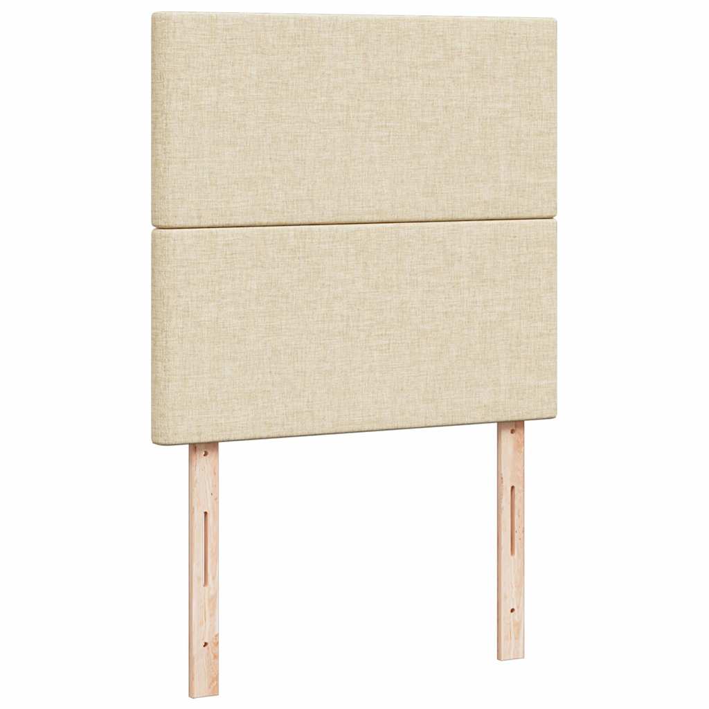 Ottomane Bett mit Matratze & LEDs Creme 90x200 cm Stoff