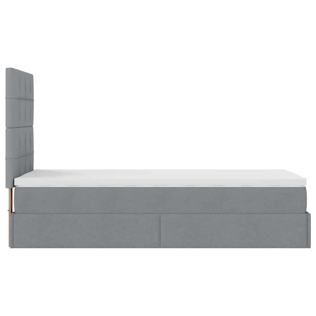 Ottomane Bett mit Matratze & LEDs Hellgrau 80x200 cm Stoff