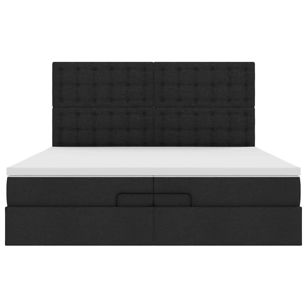 Ottoman-Bett mit Matratzen & LEDs Schwarz 200x200 cm Stoff