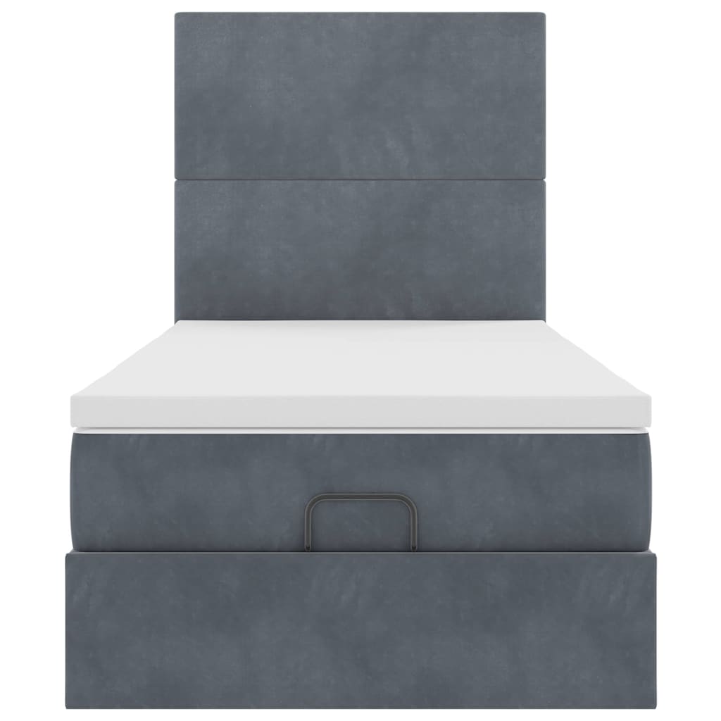 Ottoman-Bett mit Matratzen & LEDs Dunkelgrau 100x200 cm Samt