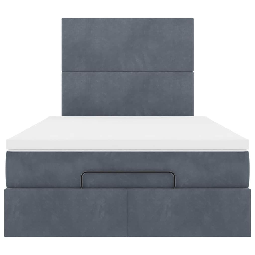 Ottoman-Bett mit Matratzen & LEDs Dunkelgrau 120x190 cm Samt