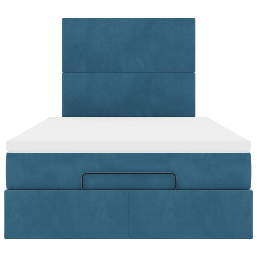 Ottoman-Bett mit Matratzen & LEDs Dunkelblau 120x200 cm Samt