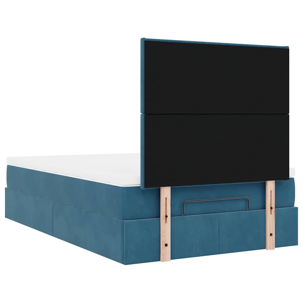 Ottoman-Bett mit Matratzen & LEDs Dunkelblau 120x200 cm Samt
