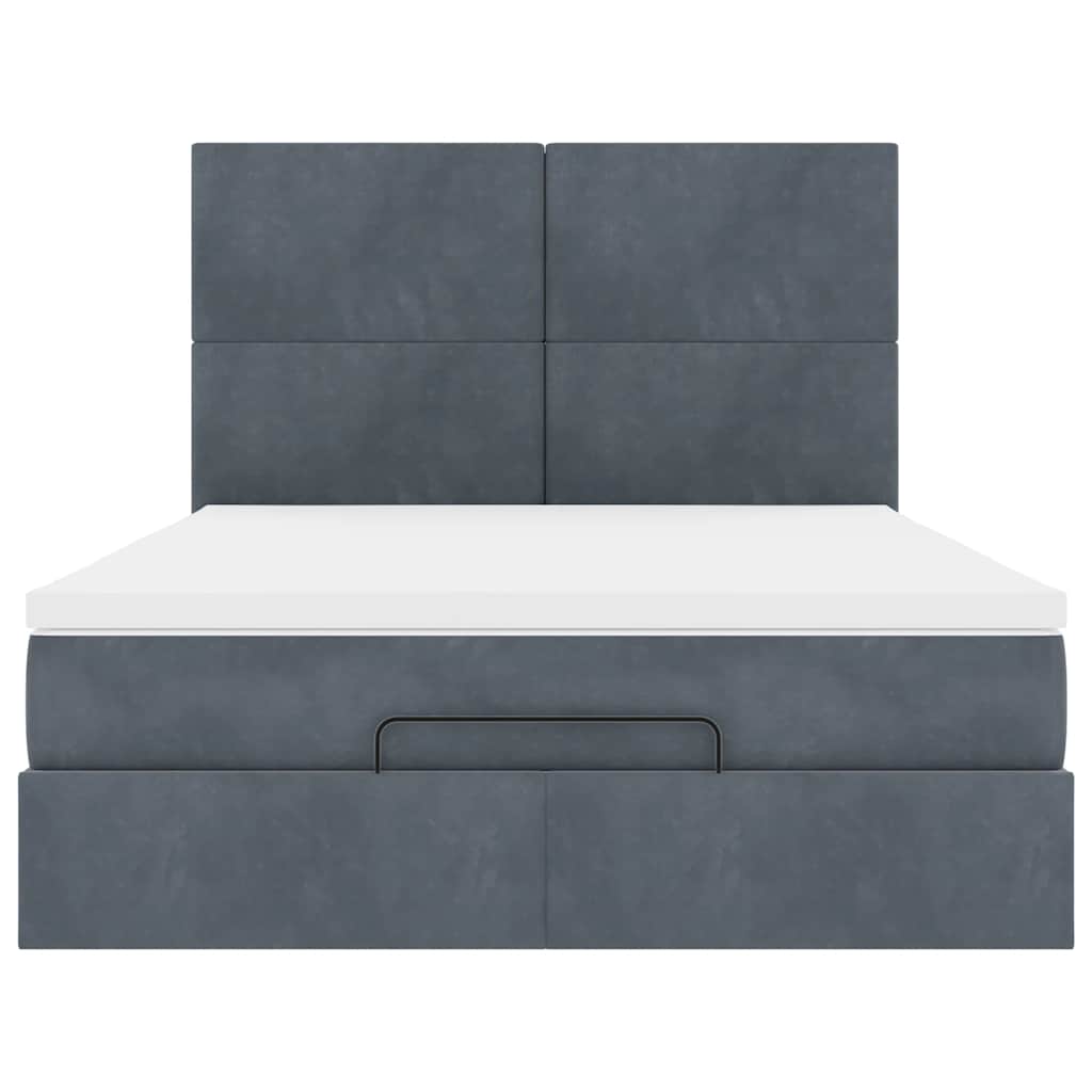 Ottoman-Bett mit Matratzen & LEDs Dunkelgrau 140x190 cm Samt