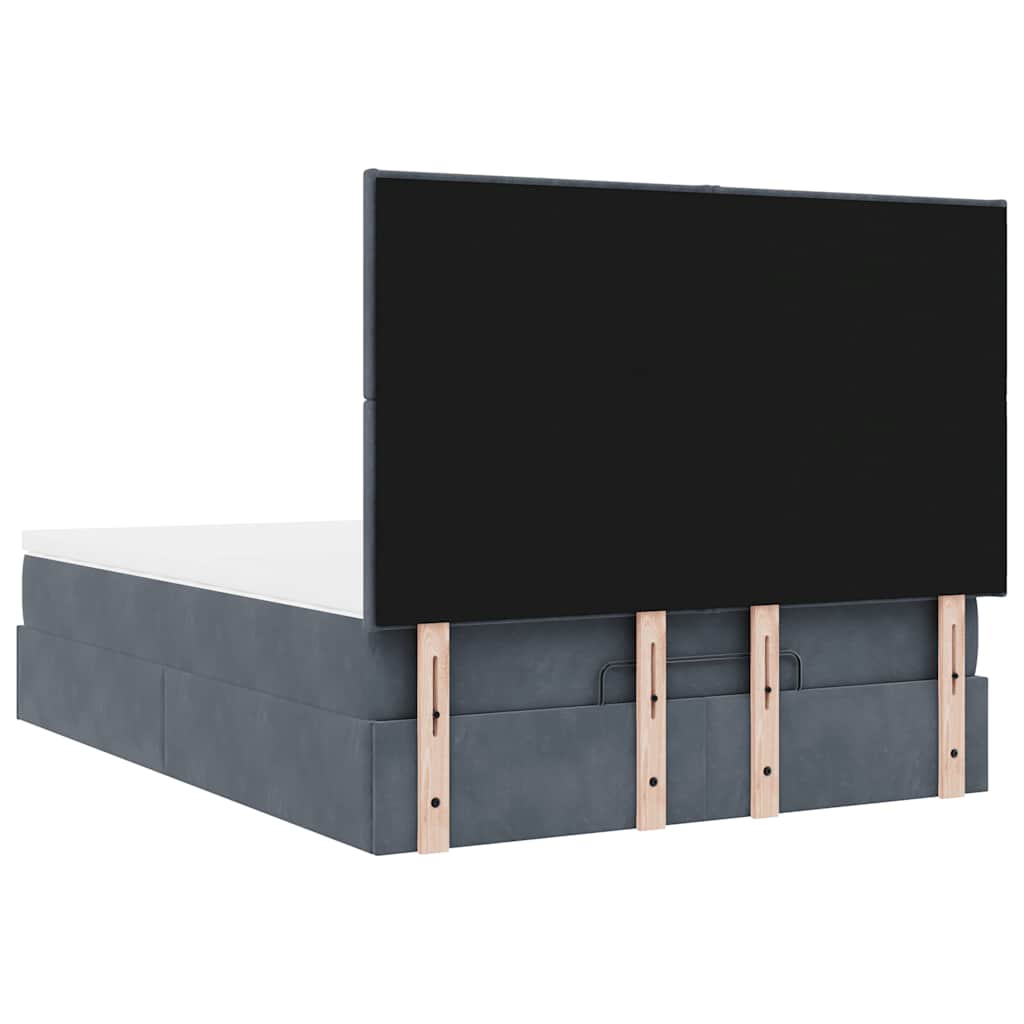Ottoman-Bett mit Matratzen & LEDs Dunkelgrau 140x200 cm Samt