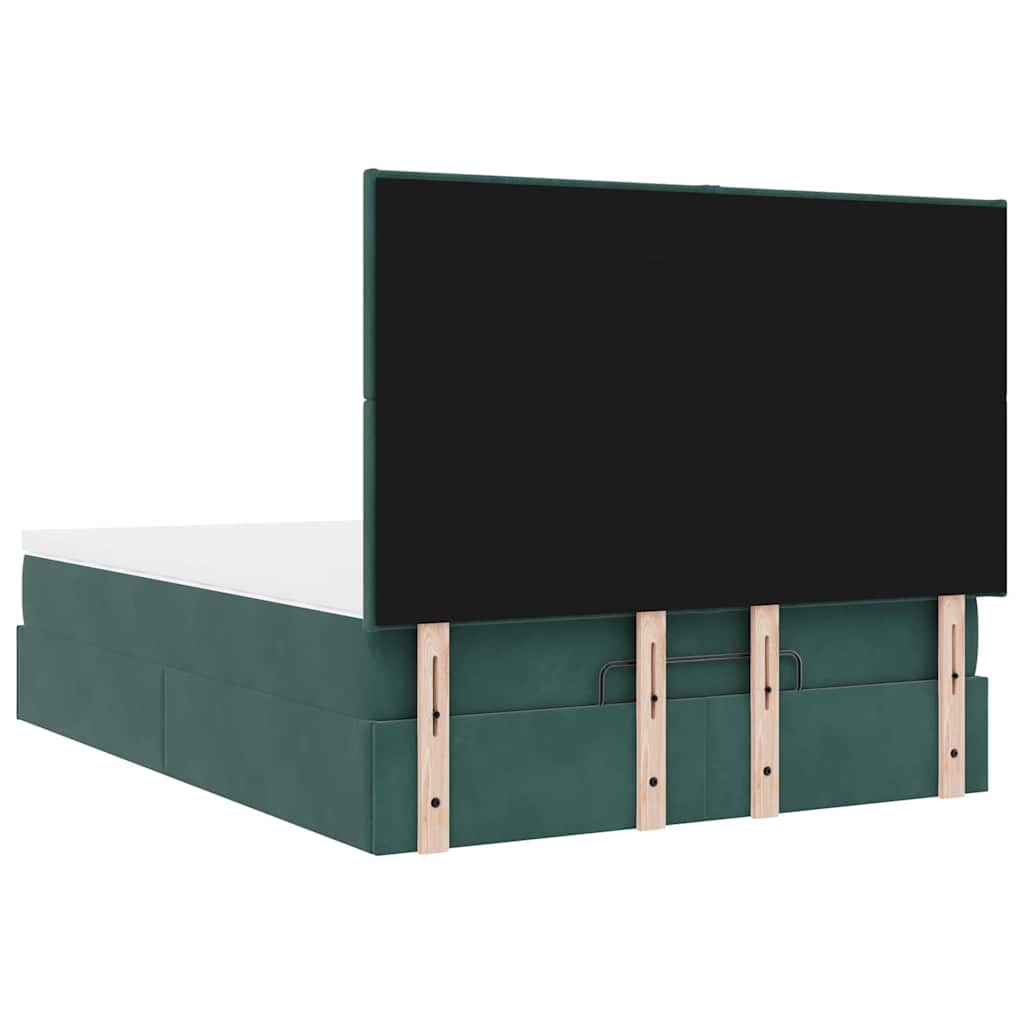 Ottoman-Bett mit Matratzen & LEDs Dunkelgrün 140x200 cm Samt