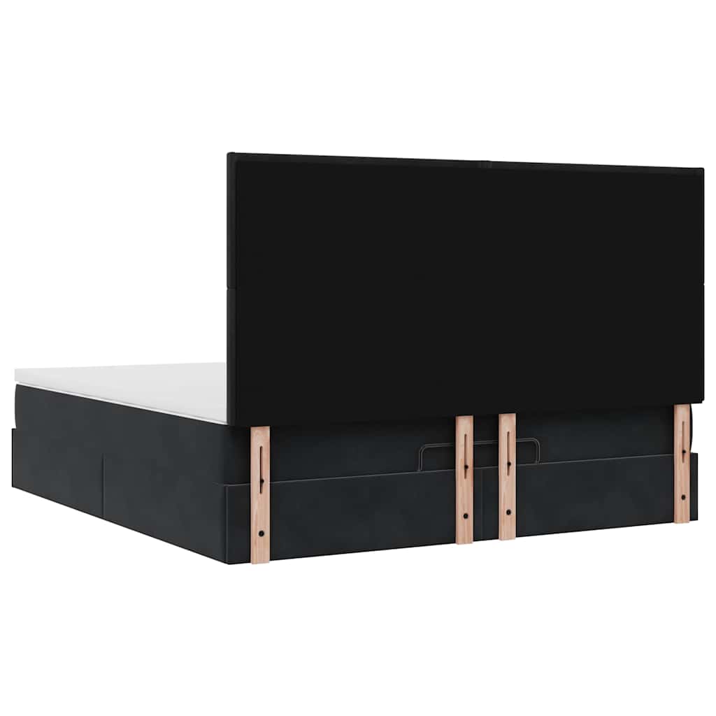 Ottoman-Bett mit Matratzen & LEDs Schwarz 160x200 cm Samt