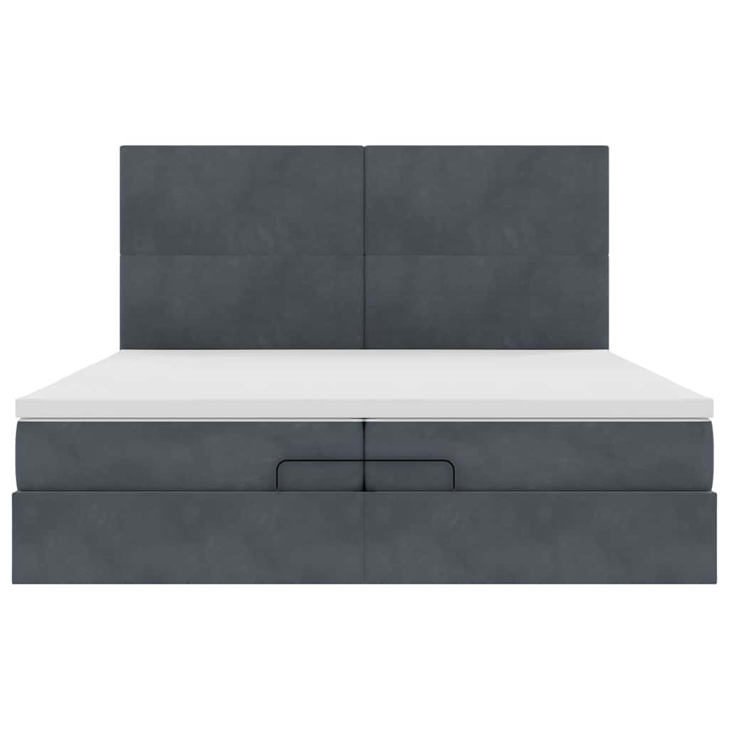 Ottoman-Bett mit Matratzen & LEDs Dunkelgrau 200x200 cm Samt