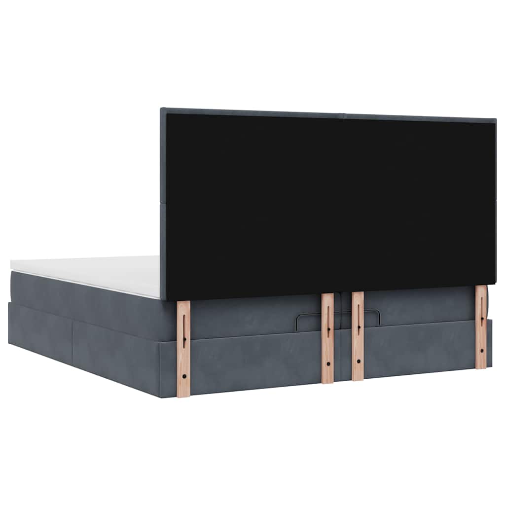 Ottoman-Bett mit Matratzen & LEDs Dunkelgrau 200x200 cm Samt
