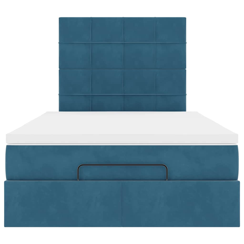 Ottoman-Bett mit Matratzen & LEDs Dunkelblau 120x200 cm Samt