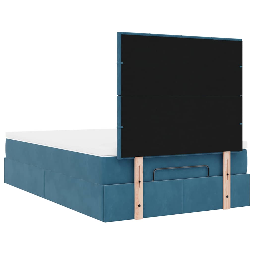 Ottoman-Bett mit Matratzen & LEDs Dunkelblau 120x200 cm Samt