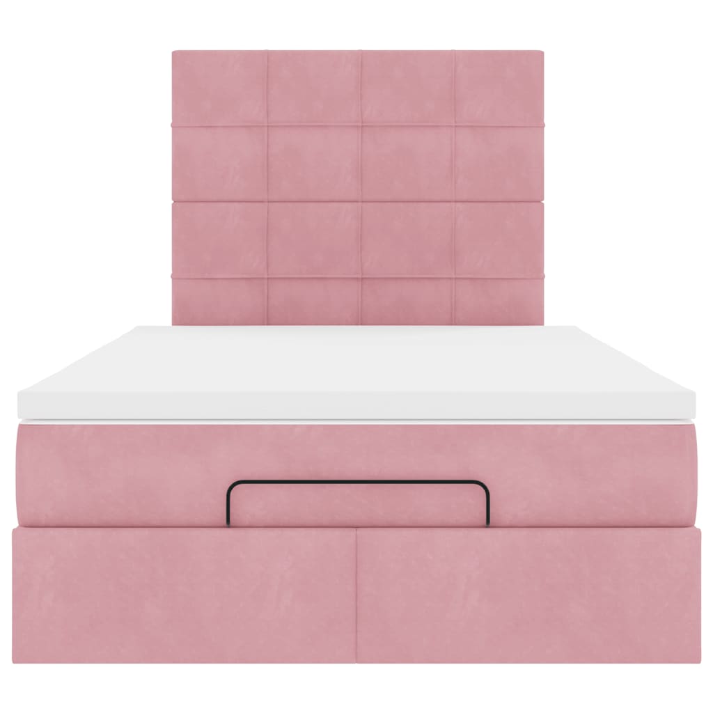 Ottoman-Bett mit Matratzen & LEDs Rosa 120x200 cm Samt